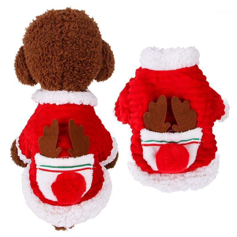 

New Pet Clothes Winter Warm Christmas for Dogs Cats Elk Pattern thickening Coat Jacket Puppy Clothing Christmas Costume Hot sale1, Red