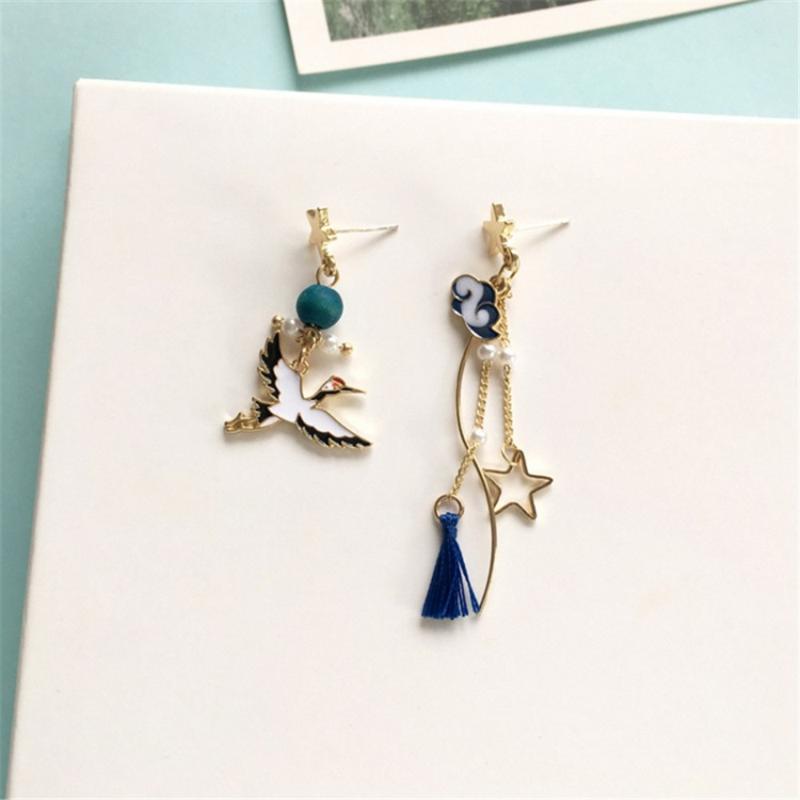

Shamir Earrings Lady Cute Cartoon Cranes Asymmetric Clouds Stud Earrings Women Jewelry Gifts