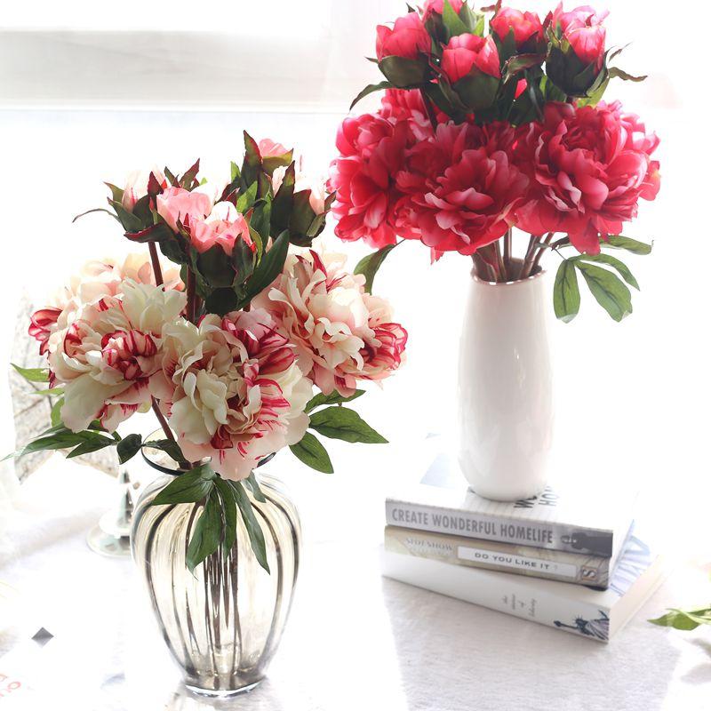 

R Q 1piece High quality artificial flowers peony decoration silk flowers home decoration wedding Free Shipping, Light green