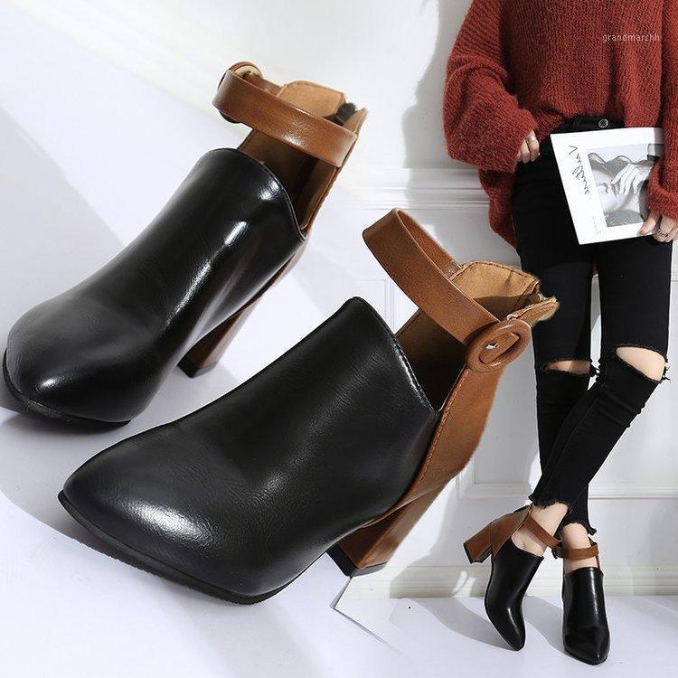 

autumn 2020 winter new snow boots ladies pointed toe high-heeled women's boots women shoes1, Black