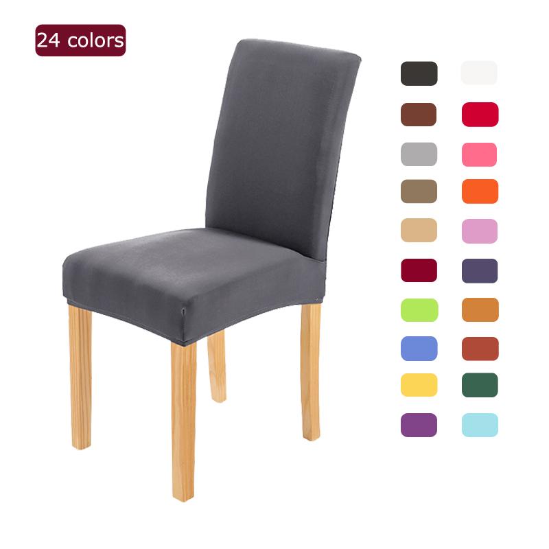 

Solid Color Chair Cover Spandex Big Size Stretch Elastic Slipcovers Chair Covers White For Dining Kitchen Wedding Banquet Hotel