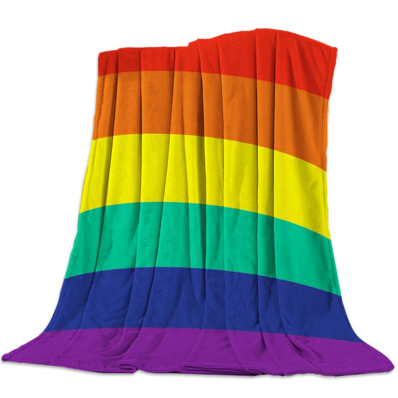

Flannel Blankets Colorful Stripe Lgbt Pride Rainbow Blanket Cushion Warm Throws on Sofa Bed Home Bedspread Travel Fleece Blanket