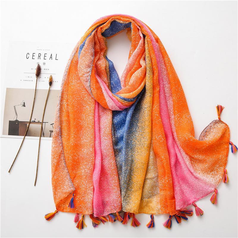 

2020 New Beautiful Gradient Color Print Tassel Scarf Shawls Long Soft Dot Beach Travel Tassel Wrap Hijab Scarves Free Shipping1