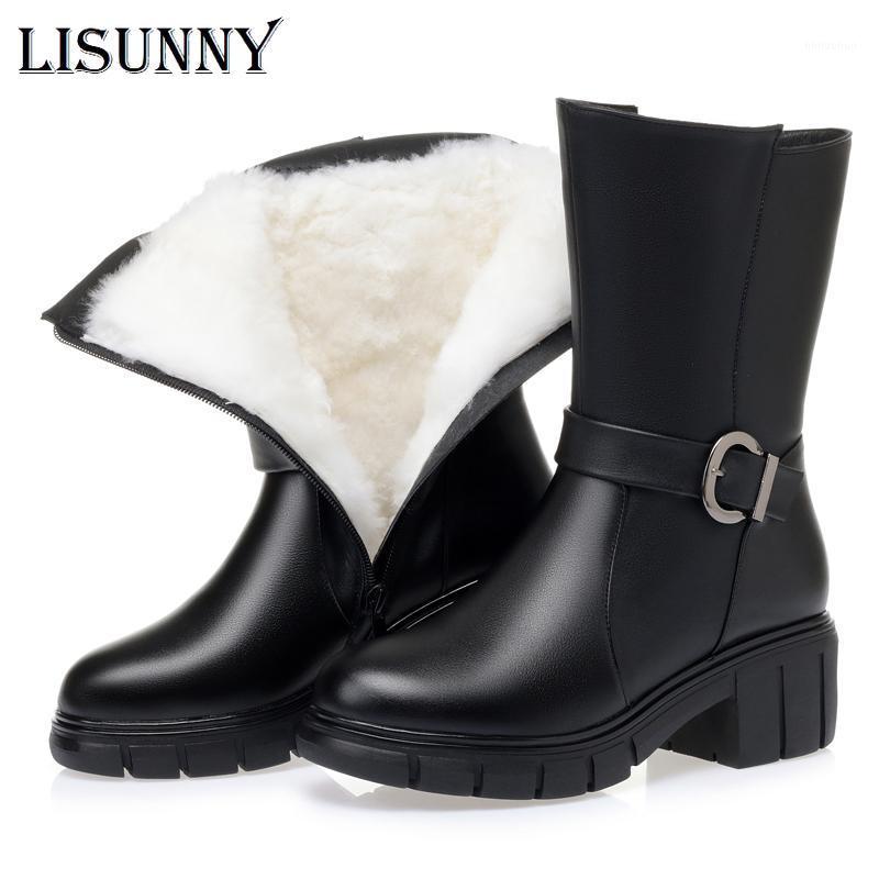 

LISUNNY High-heeled Shoes Genuine Leather Women Winter Boots Thick Wool Warm Women Leather Boots High-quality Female Snow1, 8336 fur inside