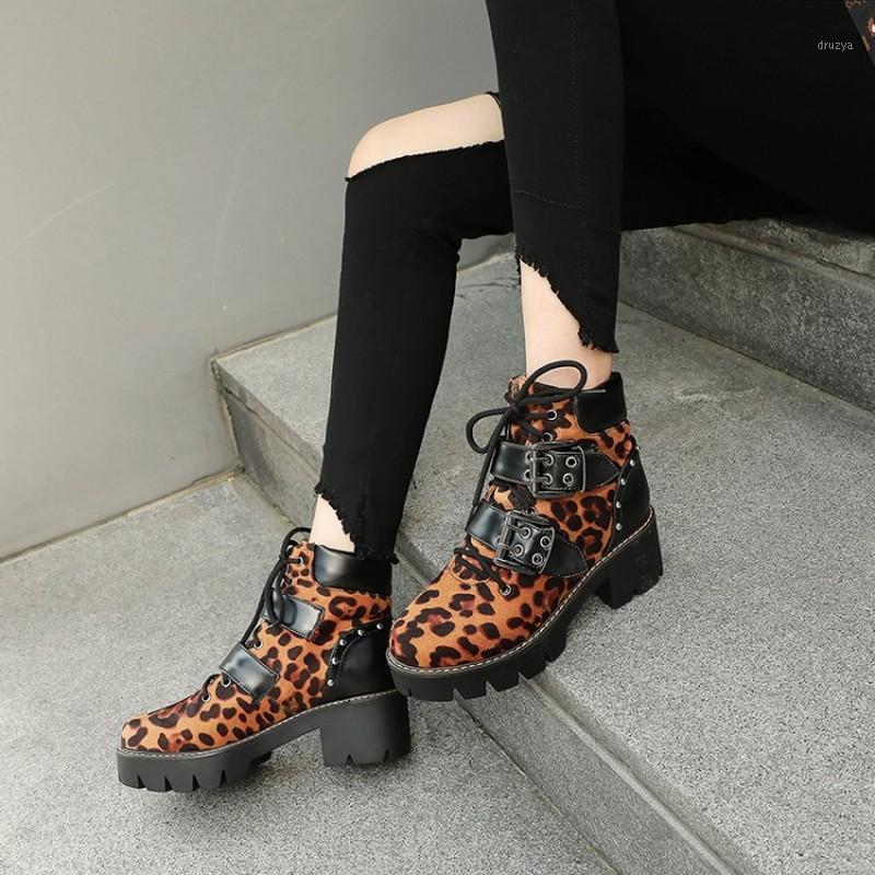 

Women ankle boots mid med heels ladies autumn pumps PU leather shoes plus size gladiator booties woman mujer zapatos mujer D16161, Black