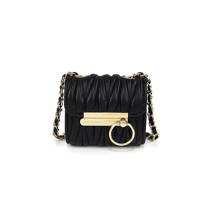 

Bag Chain Bag Niche Design New Shoulder Slung Fashion Fold, Black