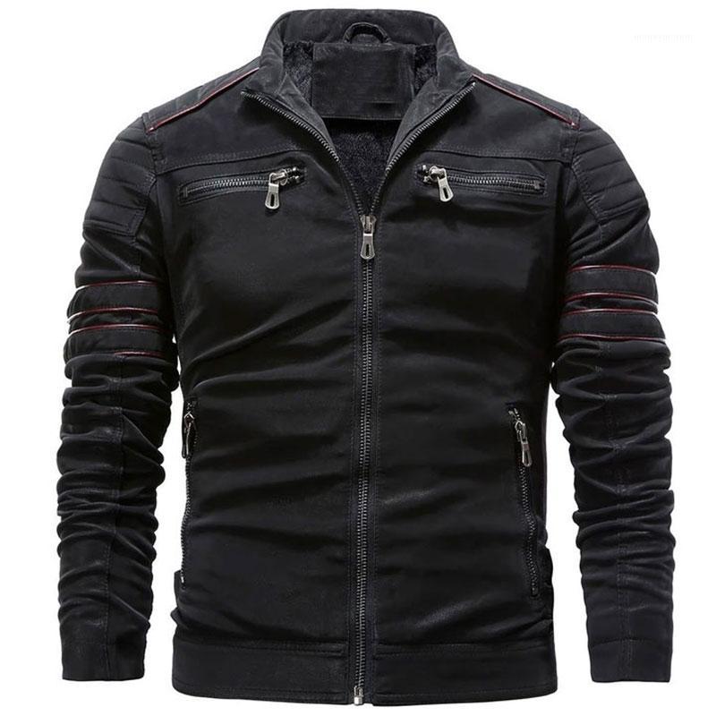 

Leather Jackets Motorcycle Men' Autumn Winter Male Biker Leather Coats Mens Brand Clothing PU Jacket EU Size1, Black