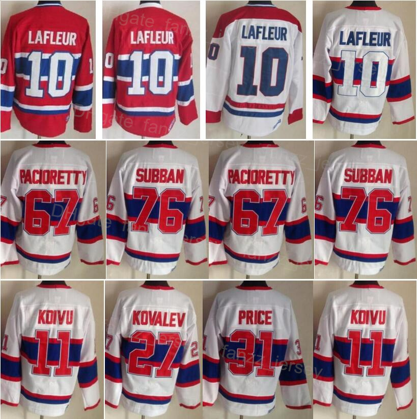 

Men Vintage Ice Hockey Retro 11 Brendan Gallagher Jersey 27 Alex Kovalev 31 Carey Price 67 Max Pacioretty 76 PK Subban 10 Guy Lafleur Red White CCM Stitched JiaNaDaRen, 10 red