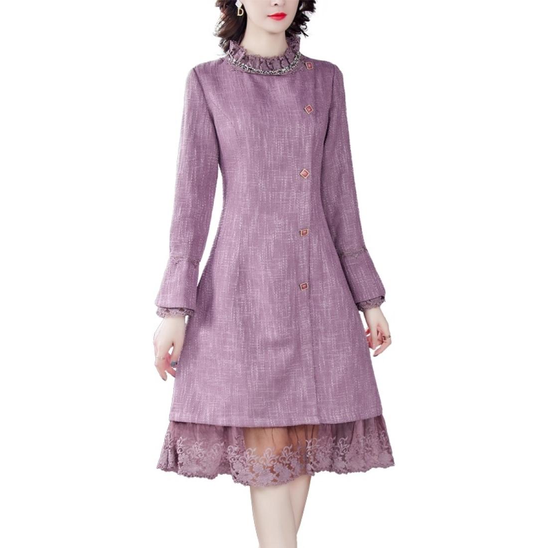 

Fashion Stitching Lace Slim A-line Skirt Dress