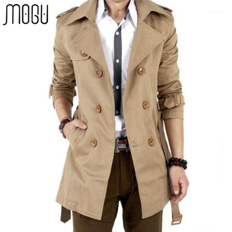 

MOGU Trench Coat Men Autumn Spring Double Breasted Men Outerwear Casual Coat Men's Jackets Windbreaker Mens Trench1, Khaki