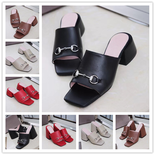 

Fashion high quality designer Classic women's sandals fashion beach slippers women's sandals leather high heels heel 5cm 10cm size35-42, #1