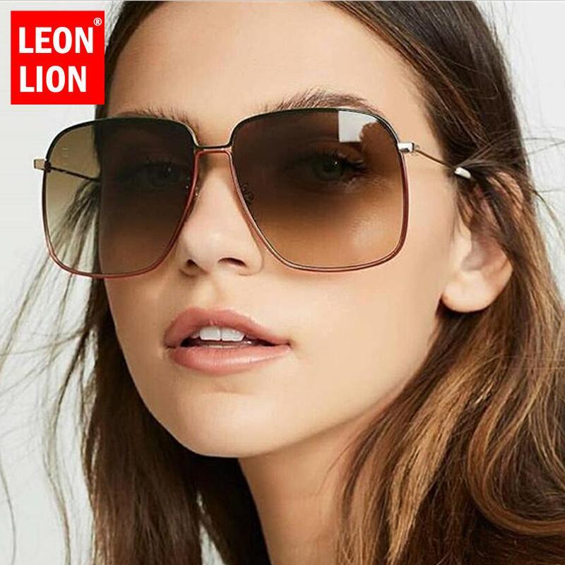 

LEONLION Oversized Sunglasses Women Metal Square Sunglasses Men Classic Retro Gradient Mirror Sun Glasses Pink Lunette De Soleil1