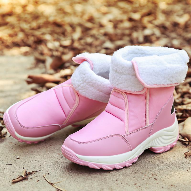 

Women Rubber 2020 Mid Boots Female Shoes Woman Winter Platform Snow Boots Hook & Loop Wedges Shoes Rain Botas Mujer, Beige