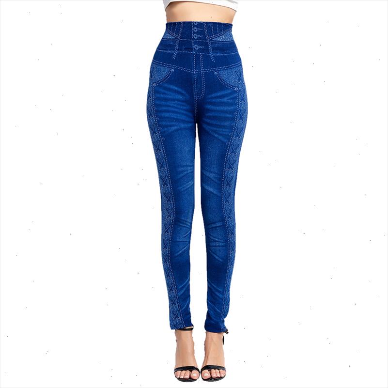 

women push up seamless high waist warm jeans leggings women spring elastic faux denim jeggings pants leggins mujer, Black