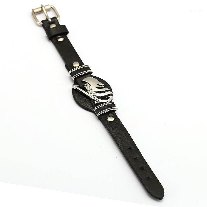 

J Store Anime Fairy Tail Logo Metal Alloy Punk Red Leather Bracelets Bangles Cosplay Men Jewelry High Quality Christmas Gifts1