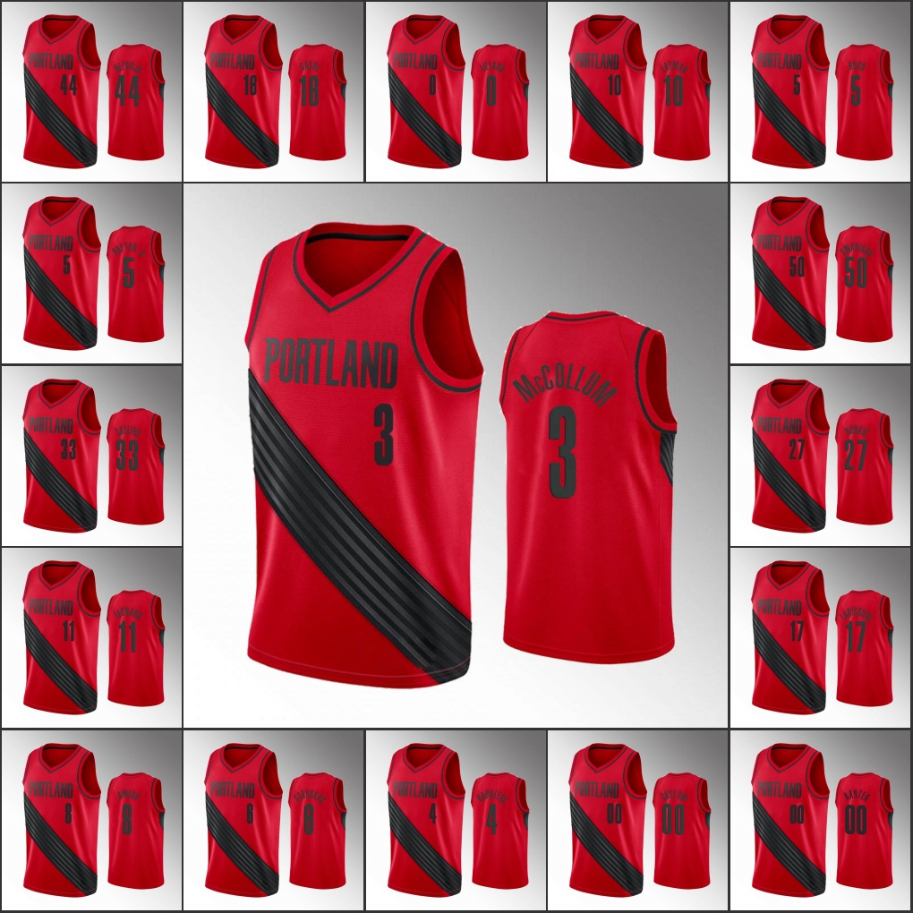 

Portland Trail Blazers Men Damian Lillard C.J. McCollum Hassan Whiteside Red NBA Statement Custom Jersey, Black