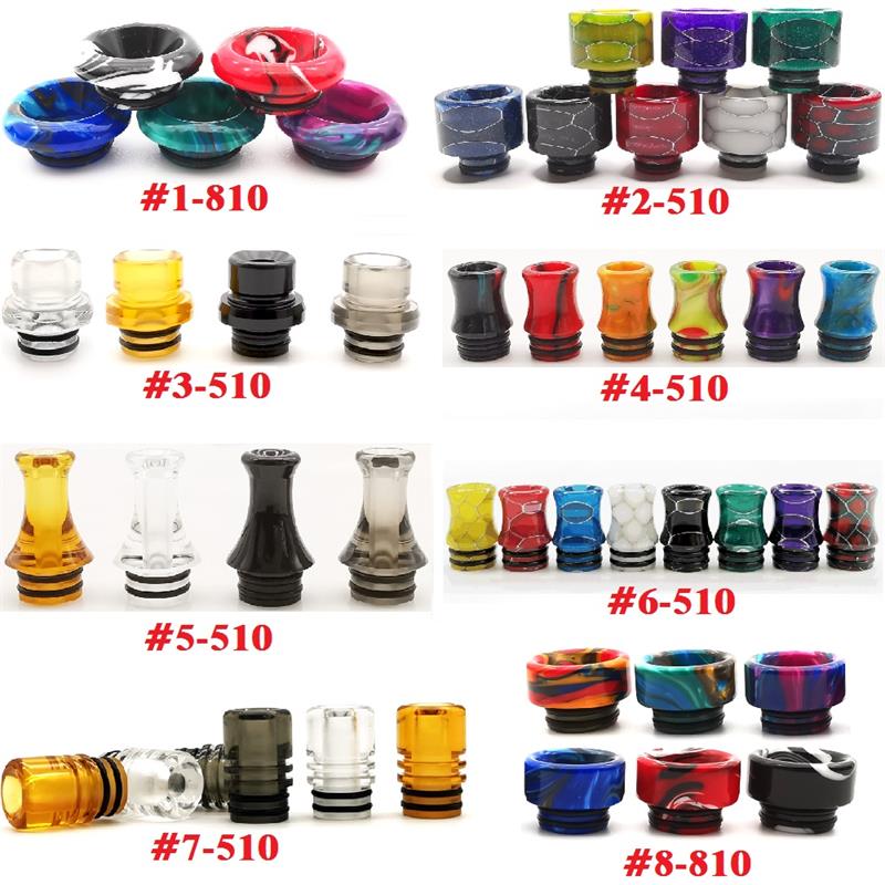 

810 510 Resin Drip Tips Snakeskin TFV8 Wide Bore Cobra Tip Vape Mouthpiece TFV12 Prince Big Baby E cig DHL Free
