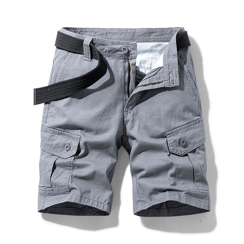 

Men's Shorts 2021 Summer Mens Cargo Cotton Army Jogger Casual Short Men Fashion Multi-Pocket Safari Style Black Grey Khaki, White;black