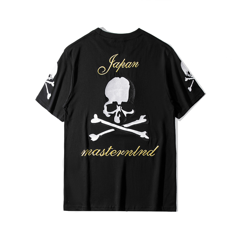 

2021 New Pattern Parkour Novelty Embroidered Skull Bones Mmj t Shirts T-shirt Hip Hop Skateboard Street Cotton T-shirts Tee P527, Black