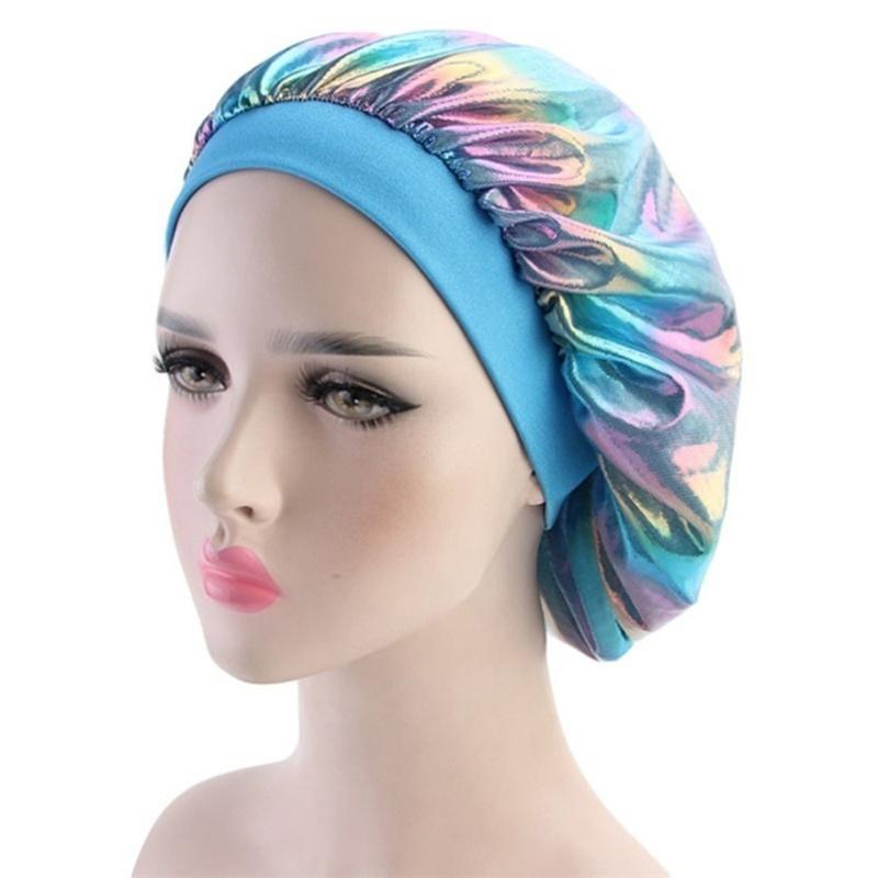 

Women's Satin Solid Wide-brimmed Sleeping Hat Night Sleep Cap Hair Care Bonnet Nightcap For Women Men Unisex Cap Bonnet