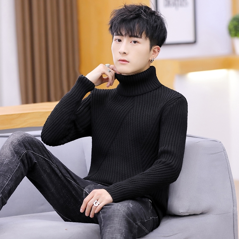 hot-selling handsome trend Korean turtleneck sweater solid color warm slim men 201124