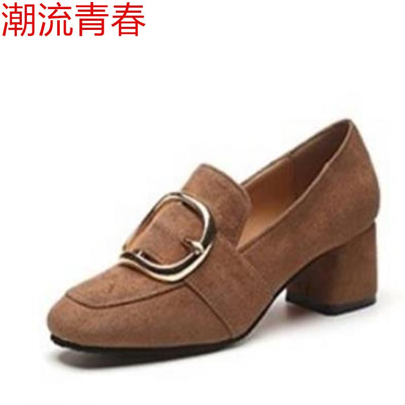 

Women Low Heel Casual Shoes 2020 Spring And Autumn new comfort Square head Not lace-up New Fashion Women Casual Single Shoes, Black