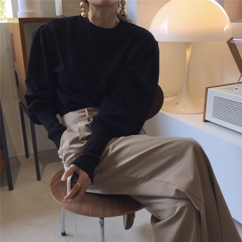 

2021 New Spring Woman Fashions Neck Lady of the Knitted Office Sweater Vest Solid Pullovers Tops EHO9, Black