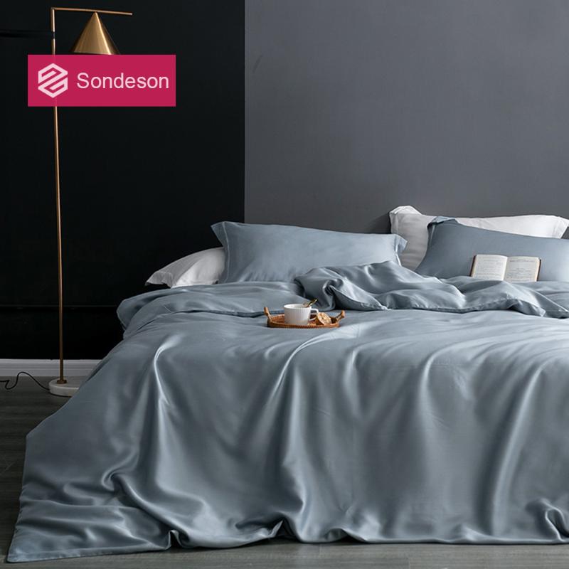 

Sondeson Luxury Beauty 100% Silk Gray Bedding Set 25 Momme Silk Healthy Skin Duvet Cover Bed Linen Single Double  King Set, 010