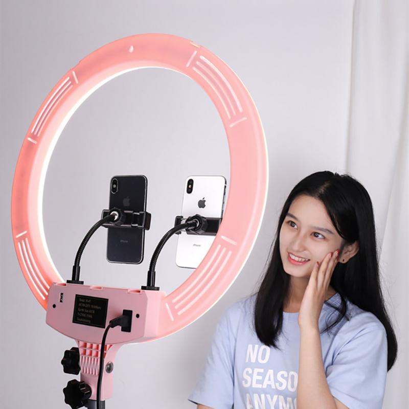

MAMEN Video Selfie Ring Light 18 inch 45cm LED Dimmable Photography Lighting Studio With Phonr Holder 2m Tripod Stand Makeup