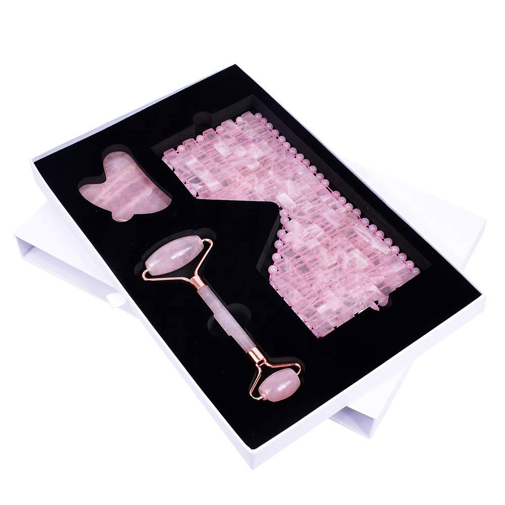 

Face Massager, Jade Roller for Facial 100% Natural Rose Quartz Anti Aging Faces Rolling SPA Gua Sha Massage Tools Eye Neck Mask Rollers