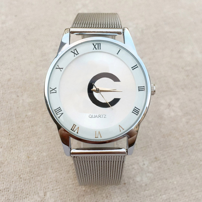 

Brand Women Girls Steel Metal Band Quartz Wrist Watch CH02, Silver black