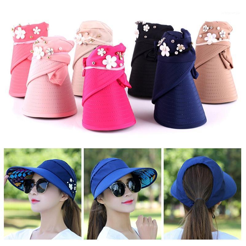 

Ladies Sunhat Hat Summer Sun Beach Foldable Roll Up Sombrero Wide Brim Hats, Blue;gray