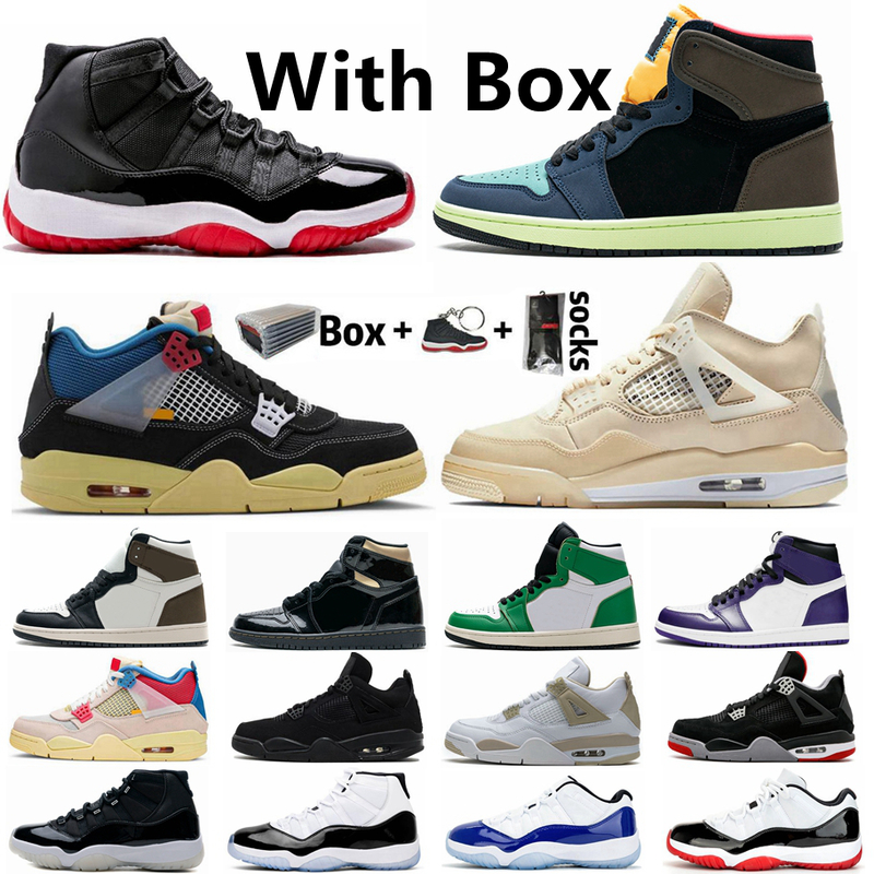 

Bio Hack 1 1s Guava Ice Union 4 4s Bred 11 11s Mens Jumpman Basketball Shoes Pine Green Black Cat Concord Sports Shoe, 41