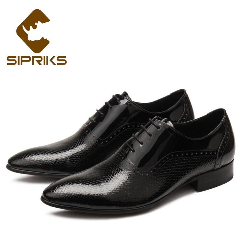 

Sipriks Mens Black Patent Leather Oxfords Elegant Black Dress Shoes Buty Meskie Man Suits Gents Social Office Formal Tuxedo