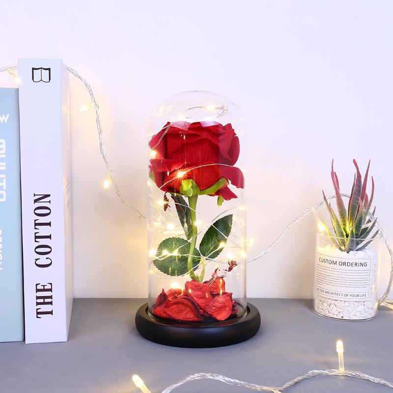 

New Valentine's Day Gift Single Rose Glass Cover Chandeliers Lighting Decoration Led Night Light home accessories, Small siz e