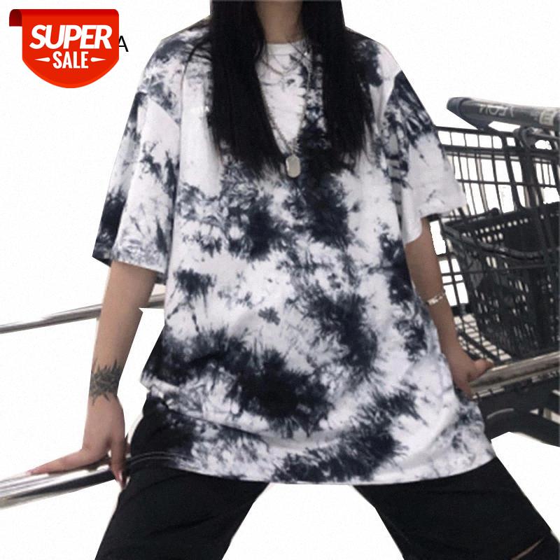 

Tie Dye Print T Shirt Women Tops Tees O-neck Short Sleeve Female T-Shirt Streetwear Oversized Women's Top TShirt Casual Tshirt #dl0H, White