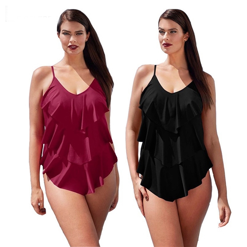 

5XL Large Big Plus Size Swimwear For Women Sexy One Piece Swimsuit Slimming Female Print Retro Beach Bathing Suit Bodysuit Y200824, Black string