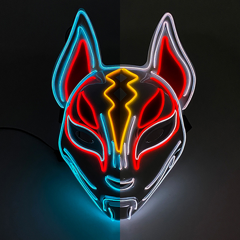 Costume Accessories Halloween Cosplay Party LED Light up Mask Colorful Neon Light EL Mask Japanese Anime Fox Mask Glow In The Dark DJ-image-751126554