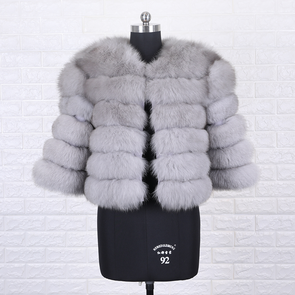 

2021 New Women Winter Gross Fur True Fox Leather Jacket Warm Coat J903, 01