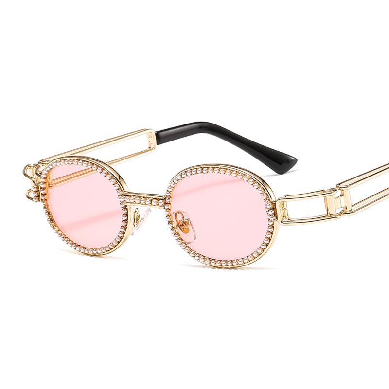 

Vintage Small Oval Woman Sunglasses Mens Glasses Unsex Black Retro Brand Designer Eyewear UV400 Pearl Decoration Frame Oculos
