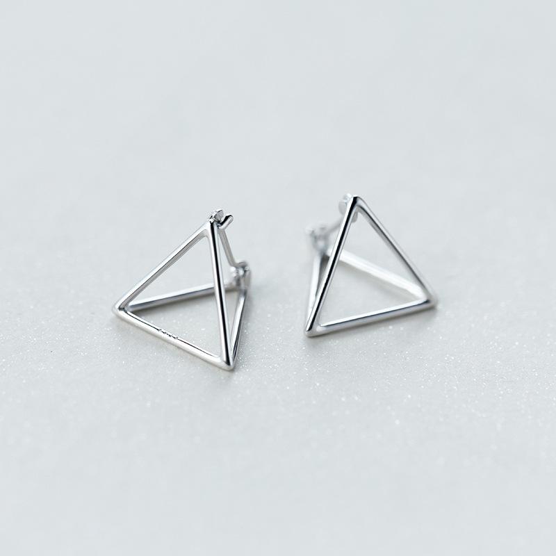 

Contemporary 3D Triangle 925-sterling-silver Pyramid Earrings Simple & Chic Hoop Earrings Korean Sterling-silver-jewelry Circle