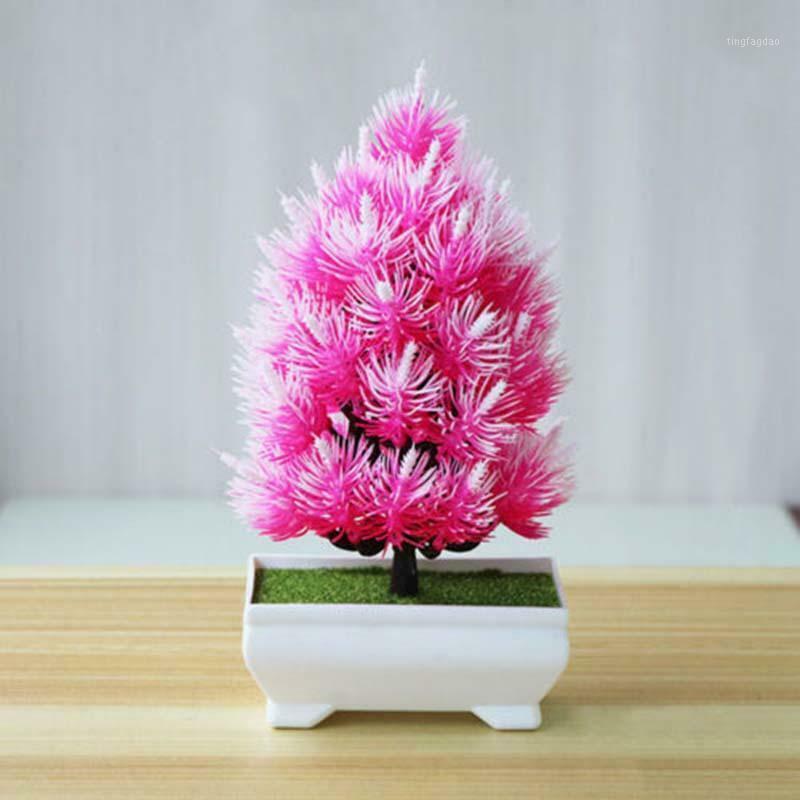 

Home Decoration Bonsai Tree Artificial Plants Plastic Mini Pine Pot Office Decor1, Light purple