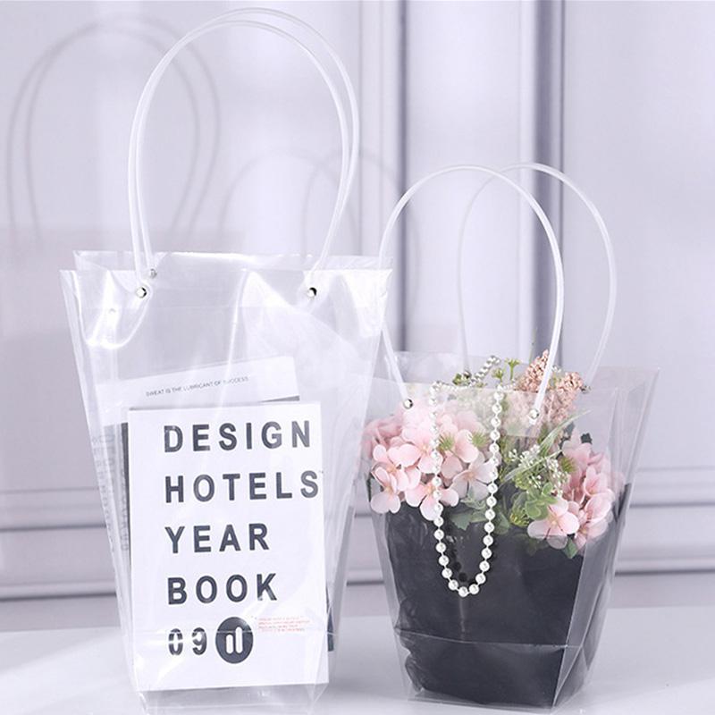

PP Portable Frosted Translucent Plastic Bag Home Decoration Gift Boxes Shopping Bags Flower Decoration Waterproof Tote Bag
