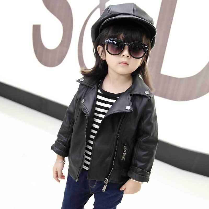 

Kids Jacket 2020 Spring Kids Clothes PU Leather Outwear Girls Jackets Coat For Girls Boy Zipper Clothing Coats, Black