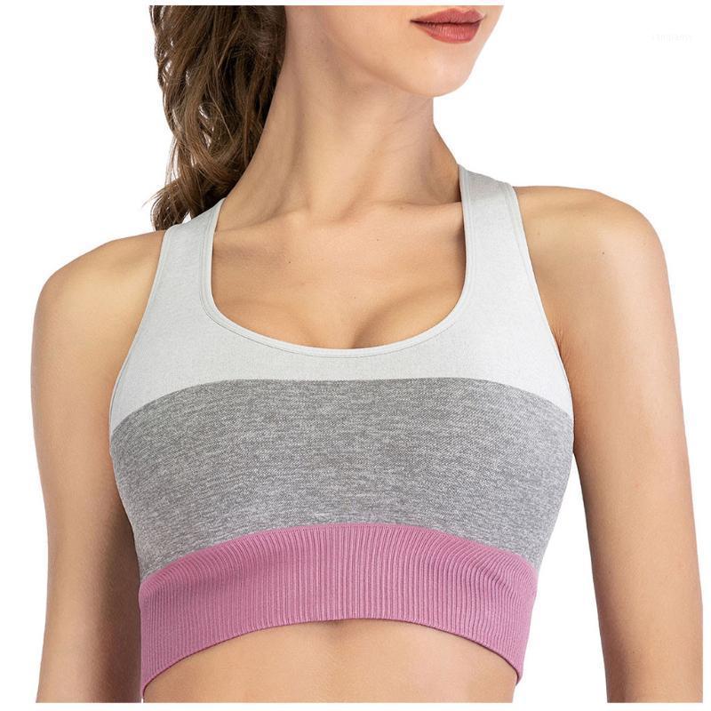 

Womens Stripe Sexy Splice Sports Vest Tank Tops Running Fitness Yoga Bra Vest Gym Sports Sleeveless yoga Shirts Sport Wear1, Beige