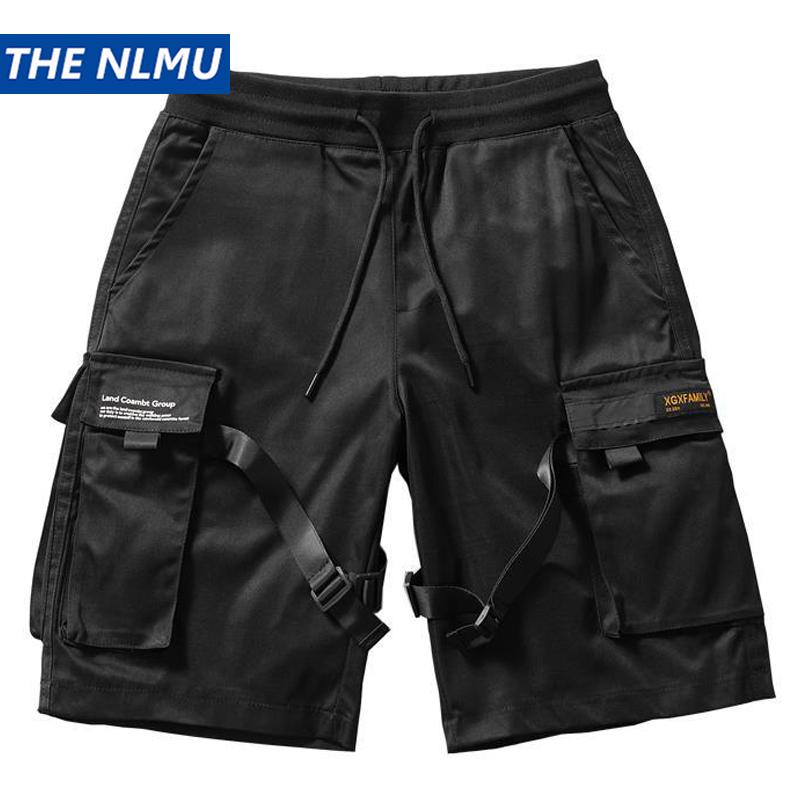 

Men Hip Hop Cargo Shorts Streetwear 2020 Harajuku Joggers Short Side Pocket Summer Black Casual Track Shorts Street Wear WO165