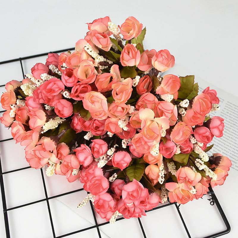 

2 Bouquets Artificial Flowers Bouquet Silk Rose Bud For Wedding Birthday Home Garden Decor Camellia Flower DIY Christmas Wreath, B05