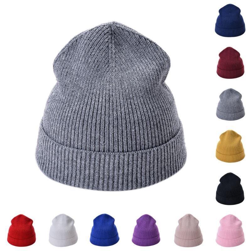 

Fashion Women Men Solid Color Knited Headgear Beanie Tail Hat Cap