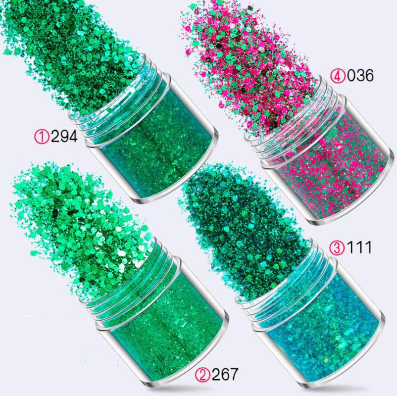 

4 Bottles/pack 10ml 24 Colors Holographics Nail Powder Glitter Spray for Eye Face Body Christmas Green Shimmer Powder Glitter