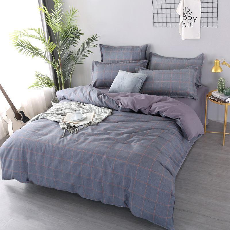

35 Plaid 4pcs Girl Boy Kid Bed Cover Set Duvet Cover Adult Child Bed Sheets And Pillowcases Comforter Bedding Set, 2tj-61008-006